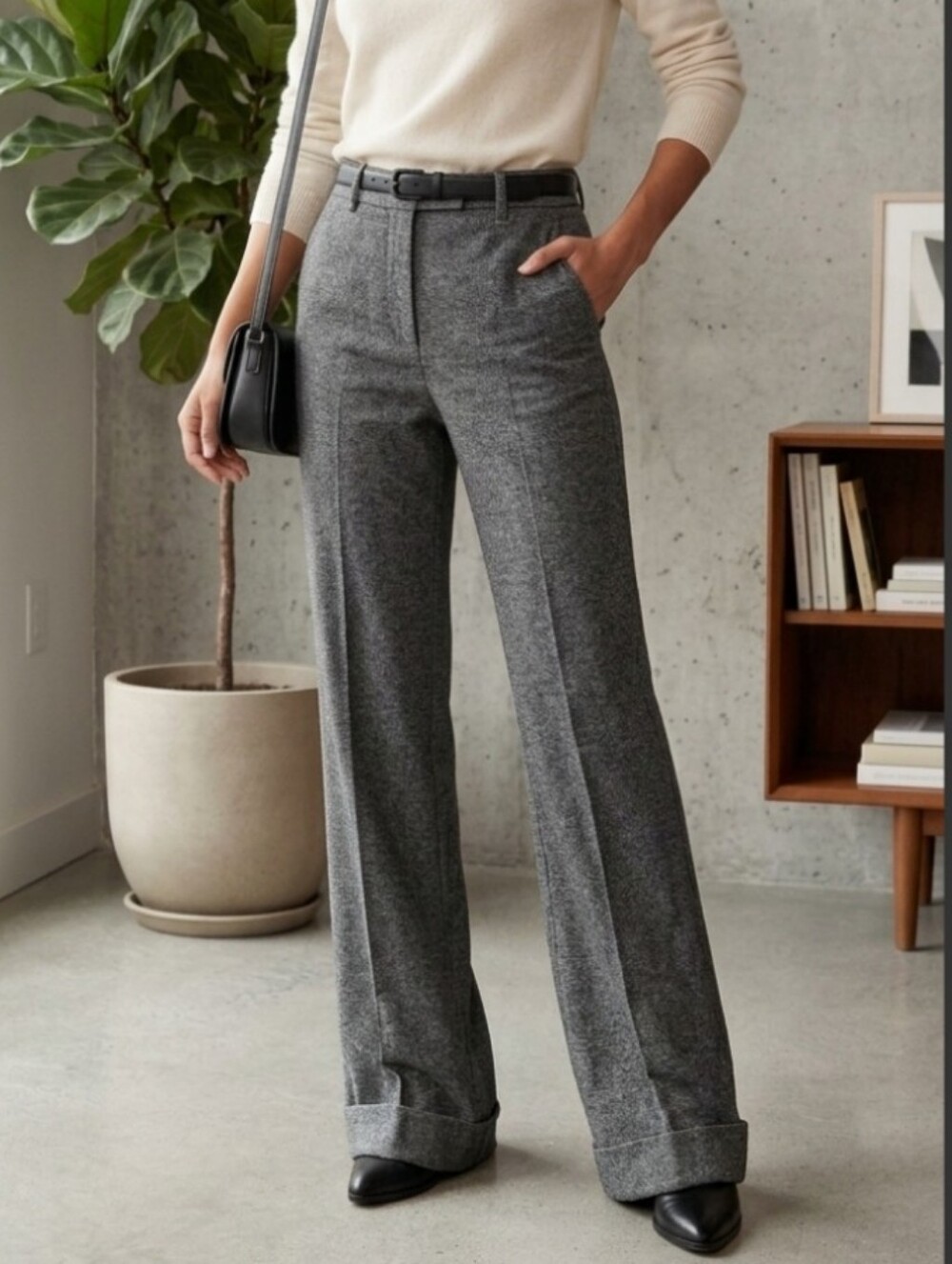 Aritzia Wilfred Wool Cashmere High Rise Cuffed Trousers Size Small